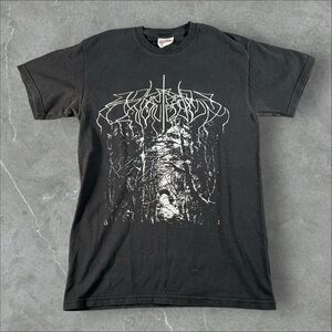Vintage Wolves In The Throne Room Shirt Mens Small Black Y2K Silver Forest Band‎